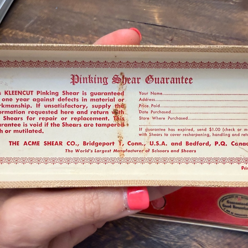Vintage Deluxe Kleencut Pinking Shears Scissors No. 180 Original Box 7.5" Long - Picture 6 of 12